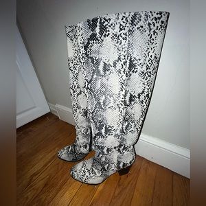 Size 8 snake-skin heeled boots